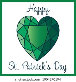 Happy Saint Patricks Day emerald heart graphic