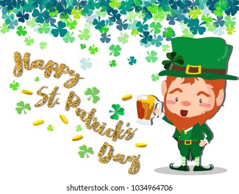 Happy Saint Patrick's day Festival. Irish celebration .Green clover shamrock leaves on isolate background for poster, greeting card, party invitation, banner other users Vector illustration