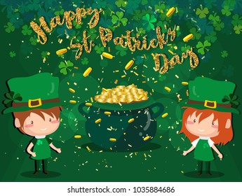 Happy Saint Patrick's day Festival. Irish celebration .Green clover shamrock leaves on Green background for poster, greeting card, party invitation, banner other users Vector illustration