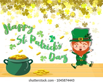 Happy Saint Patrick's day Festival. Irish celebration .Green clover shamrock leaves on isolate background for poster, greeting card, party invitation, banner other users Vector illustration