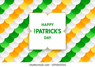 Happy Saint Patrick's Day. Festive vivid background with semiflat pattern from colorful gradient circles. Trendy vector design. 