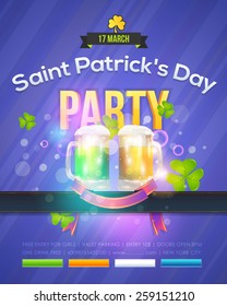 Happy Saint Patricks Day - Flyer, Poster Shine Background Template