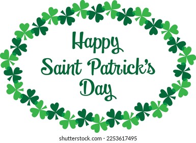 Happy Saint Patricks Day graphic with shamrock frame