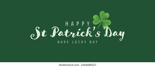 Happy Saint Patrick's Day Graphic Template with Clover Leaf Vector Illustration