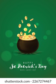 Happy Saint Patrick's Day Graphic Template with Clover Leaf Vector Illustration