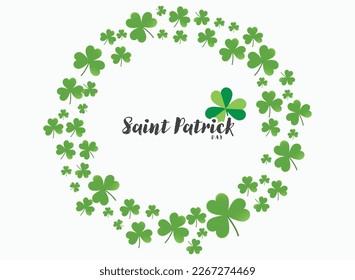 Happy Saint Patrick's Day Graphic Template with Clover Leaf Vector Illustration