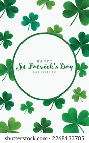 Happy Saint Patrick's Day Graphic Template with Clover Leaf Vector Illustration