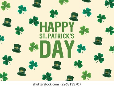 Happy Saint Patrick's Day Graphic Template with Clover Leaf Vector Illustration. 