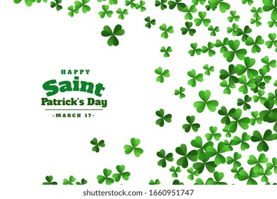 happy saint patricks day green clover leaves background