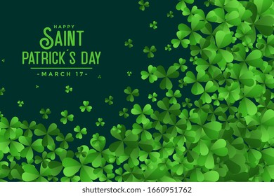 happy saint patricks day green leaves background