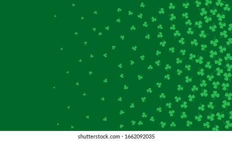 Happy Saint Patrick's day green background. Green clover leaves pattern. Vector illustration.