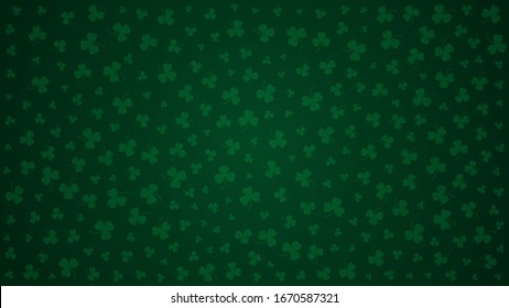 Happy Saint Patrick's day green background. Green clover leaves pattern. Vector illustration.