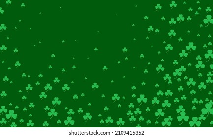 Happy Saint Patrick's day green background. Green clover leaves pattern. Vector illustration
