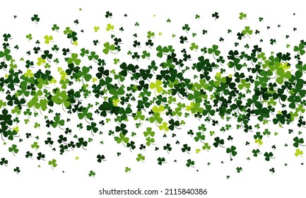 Happy Saint Patrick's day green background. Green clover leaves pattern. Vector illustration