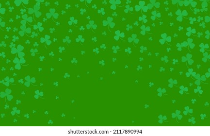 Happy Saint Patrick's day green background. Green clover leaves pattern. Vector illustration