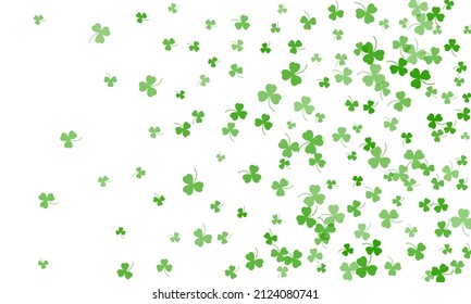 Happy Saint Patrick's day green background. Green clover leaves pattern. Vector illustration