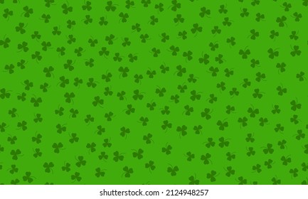 Happy Saint Patrick's day green seamless background. Green clover leaves pattern. Vector illustration