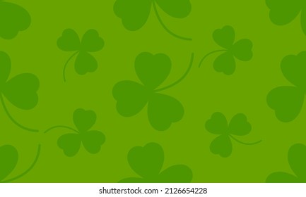 Happy Saint Patrick's day green seamless background. Green clover leaves pattern. Vector illustration