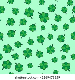 Happy Saint Patrick's Day. Green Lucky Shamrock Seamless Pattern vector illustration