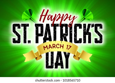 Happy Saint Patrick's Day greeting card, 17 March, Feast of Saint Patrick celebration, vector illustration 