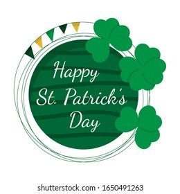 Happy Saint Patrick's day greeting card label. vector illustration