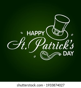 Happy Saint Patrick's Day greeting lettering on green background. Vector Illustration EPS10