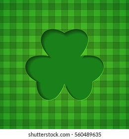 Happy Saint Patrick's day greeting card with shamrock. Green three leaf clover. Vector illustration