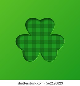 Happy Saint Patrick's day greeting card with shamrock. Green three leaf clover. Vector illustration