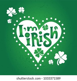 Happy Saint Patrick's Day Hand drawn lettering typography. Text St. Patrick's Day in the heart. St. Patricks Day. Beer festival badge 