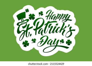 Happy Saint Patricks day handwritten lettering typography. Hand drawn design elements. Logos and emblems for invitation, card.