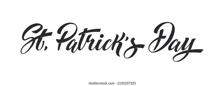 Happy Saint Patricks day handwritten lettering typography. Hand drawn design elements. Logos and emblems for invitation, card.