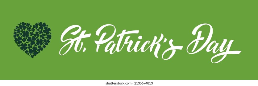 Happy Saint Patricks day handwritten lettering typography. Hand drawn design elements. Logos and emblems for invitation, card.