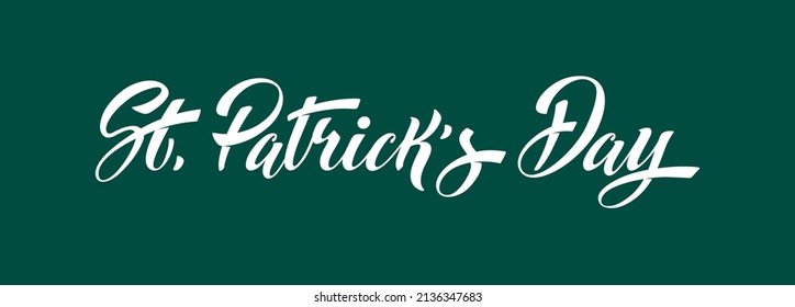 Happy Saint Patricks day handwritten lettering typography. Hand drawn design elements. Logos and emblems for invitation, card.