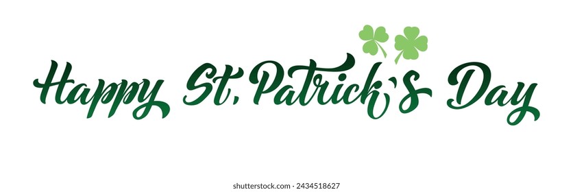 Happy Saint Patricks day handwritten lettering typography. Hand drawn design elements. Logos and emblems for invitation
