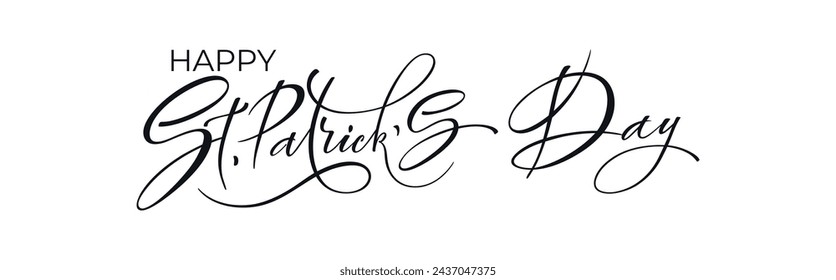 Happy Saint Patricks day handwritten lettering typography. Hand drawn design elements. Logos and emblems for invitation