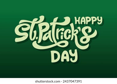 Happy Saint Patricks day handwritten lettering typography. Hand drawn design elements. Logos and emblems for invitation