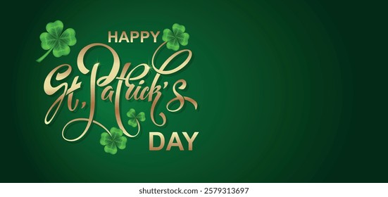 Happy Saint Patrick's day handwritten lettering typography. Hand drawn design elements. Logos and emblems for invitation, card. Vector illustration.