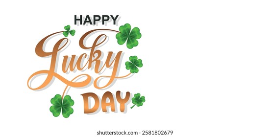 Happy Saint Patrick's day handwritten lettering typography. Hand drawn design elements. Logos and emblems for invitation, card. Vector illustration.