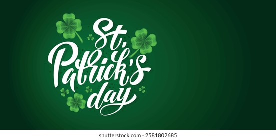 Happy Saint Patrick's day handwritten lettering typography. Hand drawn design elements. Logos and emblems for invitation, card. Vector illustration.