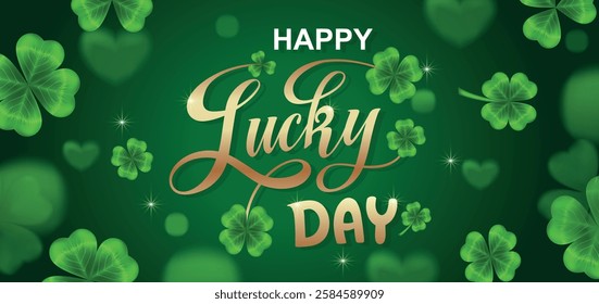 Happy Saint Patrick's day handwritten lettering typography. Hand drawn design elements. Logos and emblems for invitation, card. Vector illustration.