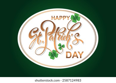 Happy Saint Patrick's day handwritten lettering typography. Hand drawn design elements. Logos and emblems for invitation, card. Vector illustration.