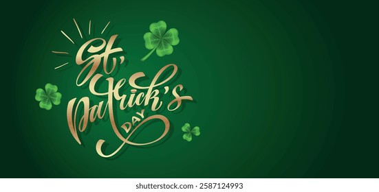 Happy Saint Patrick's day handwritten lettering typography. Hand drawn design elements. Logos and emblems for invitation, card. Vector illustration.