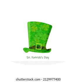 Happy Saint Patrick's Day Hat with realistic green shamrock leaves