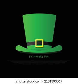 Happy Saint Patrick's Day Hat with realistic green shamrock leaves color