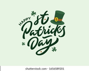 Happy Saint Patricks Day illustration with premium hand-drawn lettering.