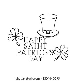 happy saint patrick`s day label with clover and elf hat