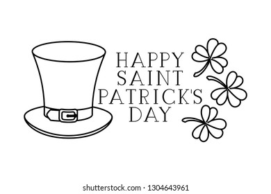 happy saint patrick`s day label with clover and elf hat