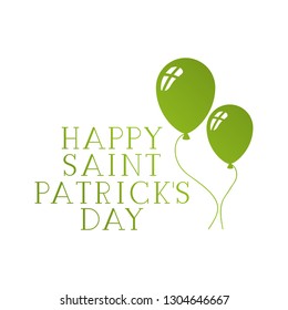 happy saint patrick`s day label with balloons icons