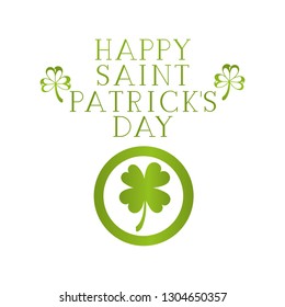 happy saint patrick`s day label with clover icons