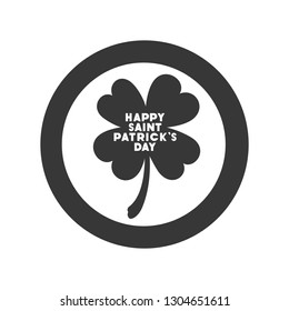 happy saint patrick`s day label with clover icons